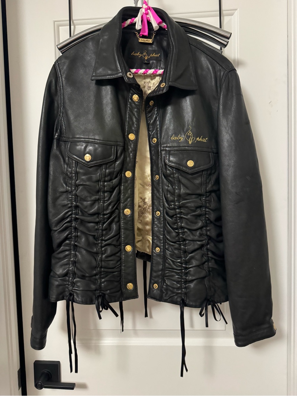 Baby Phat Y2K vintage Black genuine Leather Jacket